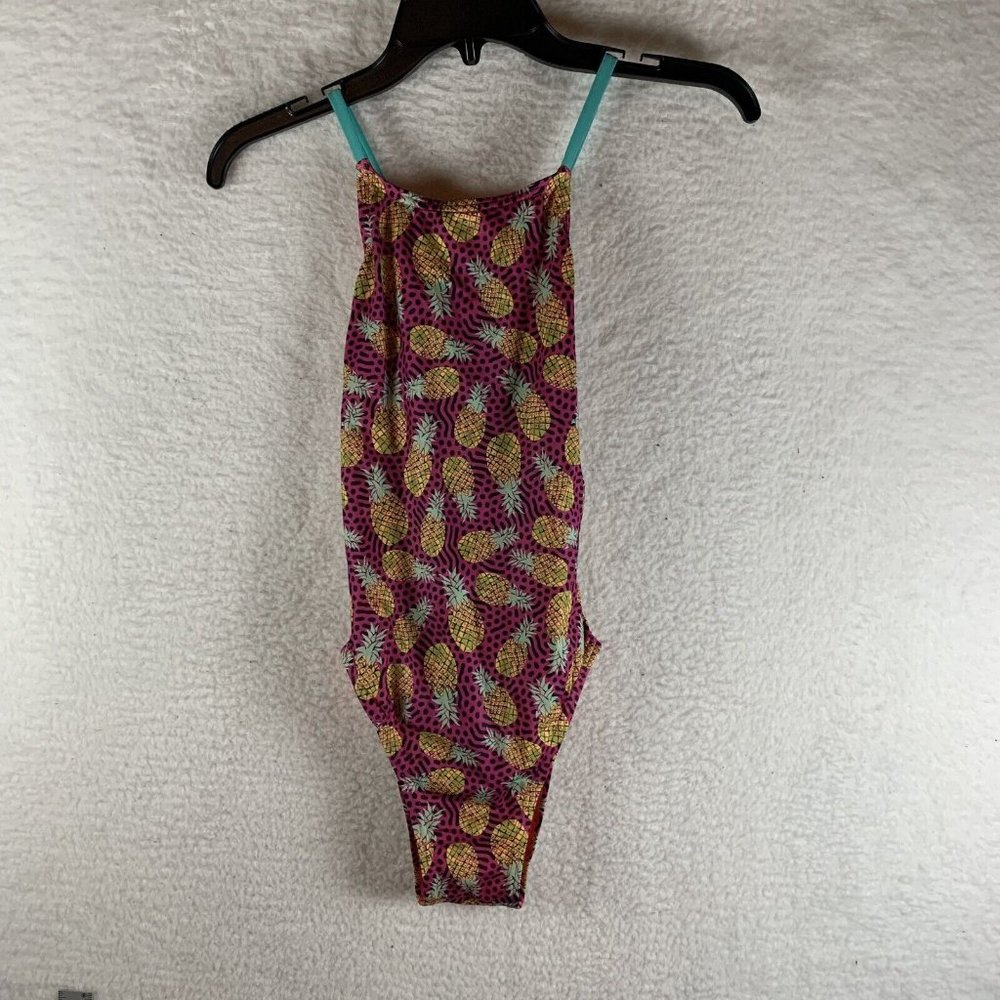 Speedo Swimsuit Womens 32 Pineapple Print Stretch Tie Back Beach One Piece 8078